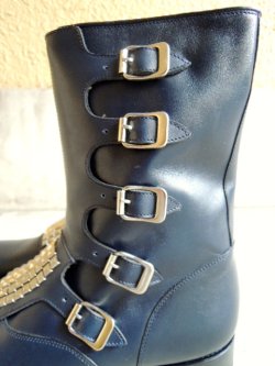 画像4: KIDILL x BROGA VIDAR Leather Studs Boots Navy Calf
