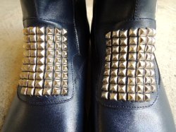 画像3: KIDILL x BROGA VIDAR Leather Studs Boots Navy Calf
