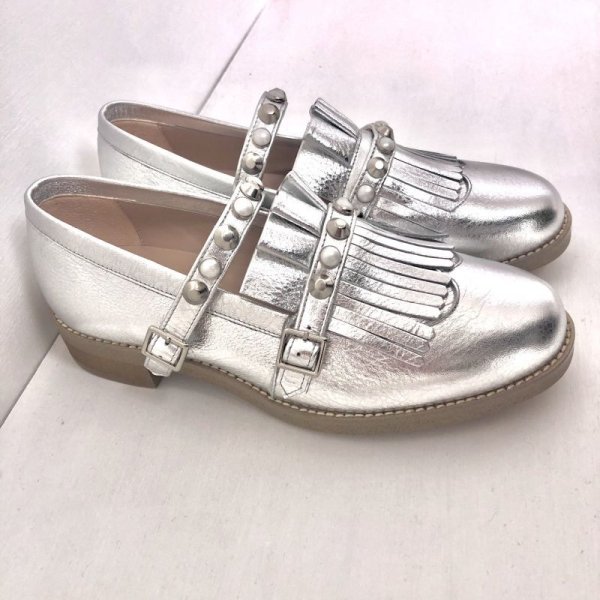 画像5:  rurumu: double strap loafer silver (5)