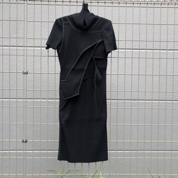 画像5: BALMUNG レイヤーニットワンピース　黒 (5)