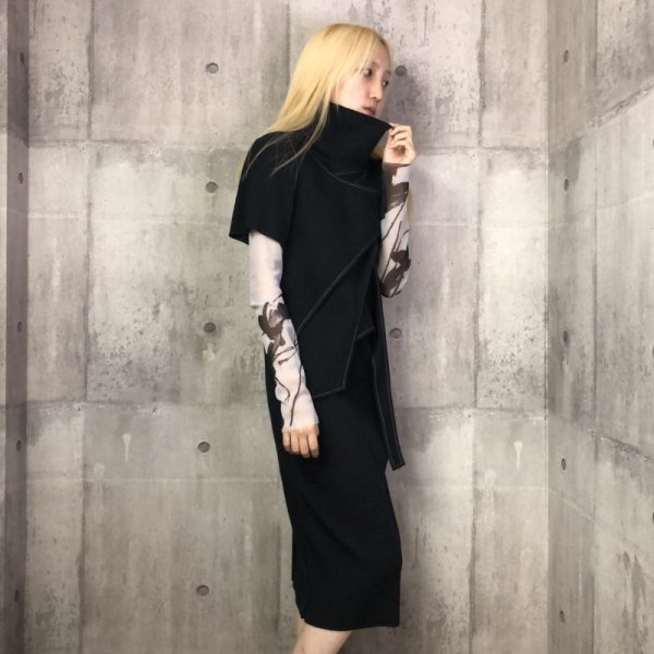 画像3: BALMUNG レイヤーニットワンピース　黒 (3)