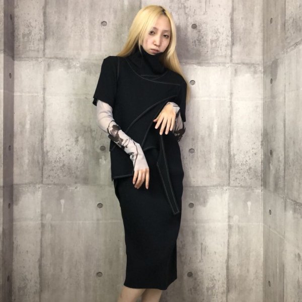 画像2: BALMUNG レイヤーニットワンピース　黒 (2)