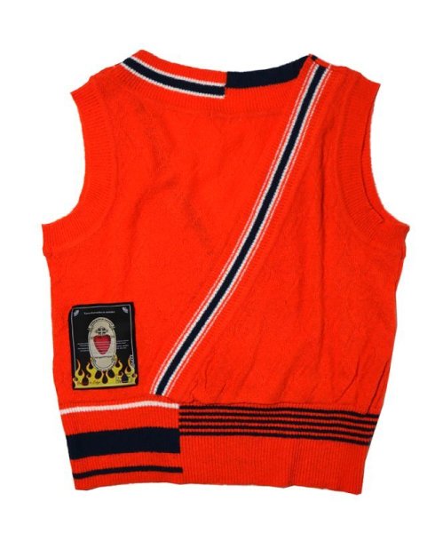 画像2: TENDER PERSON　CROSS KNIT VEST ORANGE (2)