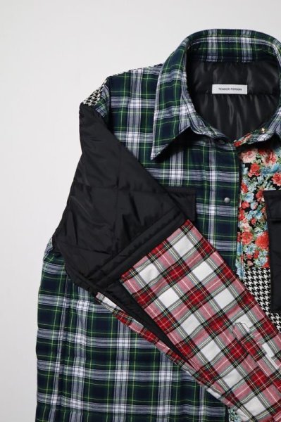 画像3: TENDER PERSON　QUILTING SHIRT JACKET 1.MIX-A(GREEN TONE) (3)