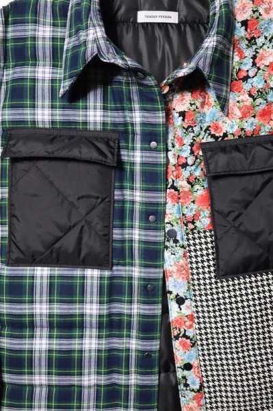 画像4: TENDER PERSON　QUILTING SHIRT JACKET 1.MIX-A(GREEN TONE) (4)