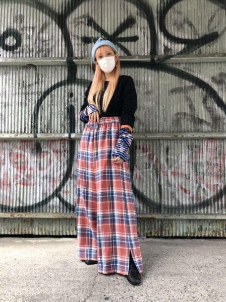 画像6: el conductorH COTTON CHECK FLANNEL WIDE TROUSERS BLU/RED boys EXCLUSIYE (6)