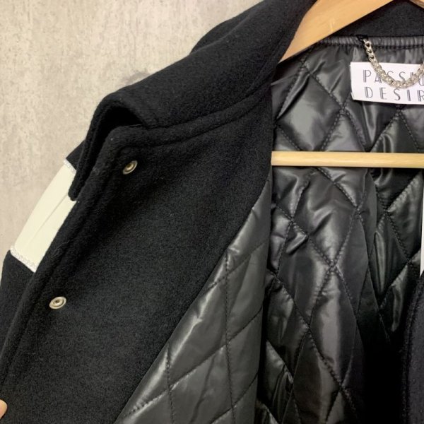 画像8: el conductorH　MELTON PEAL PIPING VARSITY JKT　BK (8)