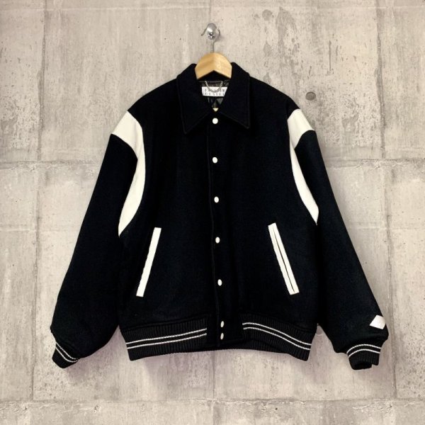 画像2: el conductorH　MELTON PEAL PIPING VARSITY JKT　BK (2)