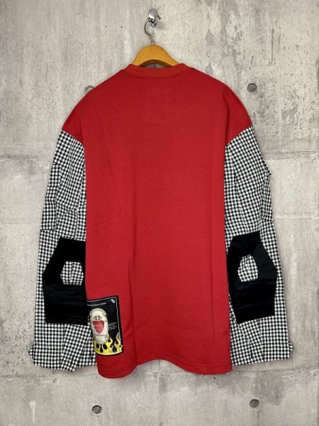 画像2: TENDER PERSON GINGHAM LONG TEE RED (2)