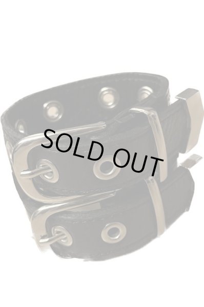 画像2: el conductorH　DOUBLE BUCKLE LEATHER BRABELT　BK (2)