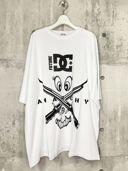 画像2: KIDILL　KL762 SHORT SI FEVE WIDE TEE COLLAB WITH DC SHOES ANARCHY／WHITE (2)