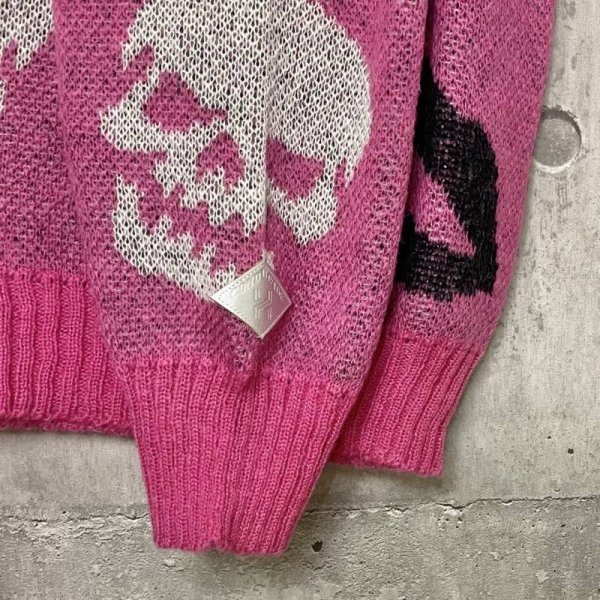 画像6: el conductorH　MOHAIR KNIT CREWNECK CARDIGAN 'LIPS 　PINK (6)