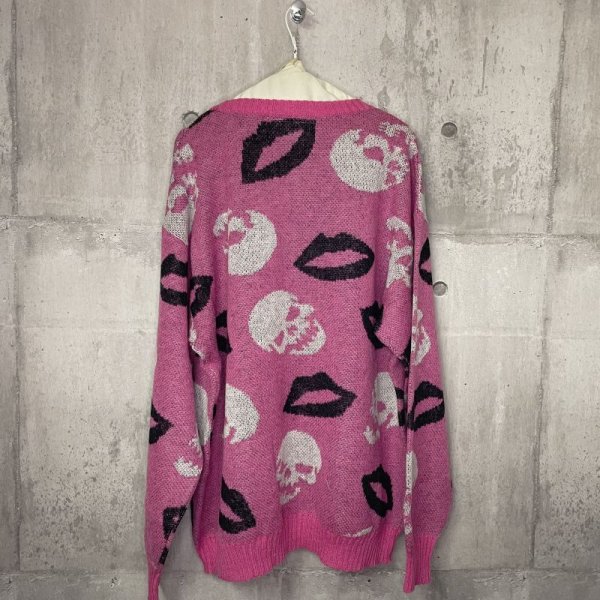 画像3: el conductorH　MOHAIR KNIT CREWNECK CARDIGAN 'LIPS 　PINK (3)