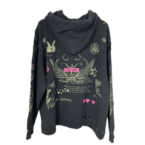 画像2: rurumu: echoes printed hoodie  black (2)