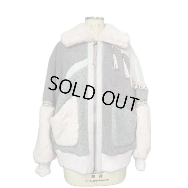 画像1: rurumu: color block boa pile jacket　smoky pink (1)
