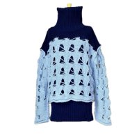 BASEMARK 22BF03 Joined Cable Knit Sweater L/BLUE