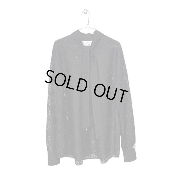 画像1: el conductorH　FLOWER LACE BOW TIE SHIRT　BK (1)
