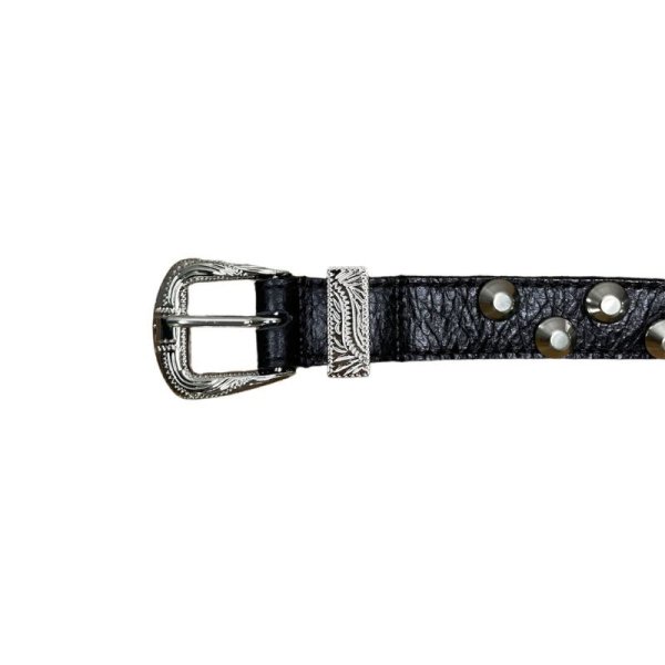 画像2: el conductorH LEATHER TRAPEZOID STUDS BRACELET BK (2)