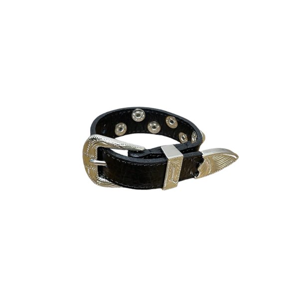画像5: el conductorH LEATHER TRAPEZOID STUDS BRACELET BK (5)