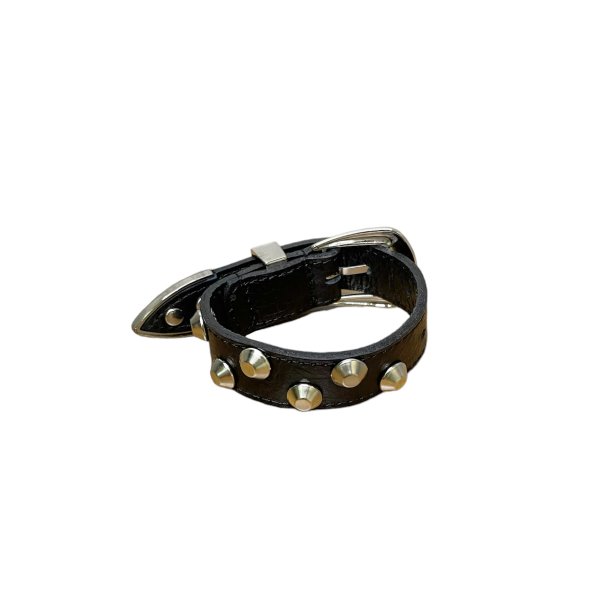 画像6: el conductorH LEATHER TRAPEZOID STUDS BRACELET BK (6)