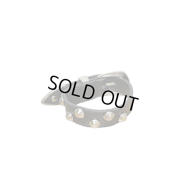 画像6: el conductorH　LEATHER TRAPEZOID STUDS BRACELET　BK (6)
