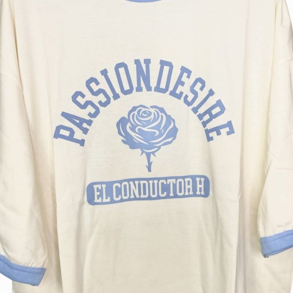 画像2: el conductorH　OVERSIZED TRIM T-SHIRT 'ROSE　WHT (2)