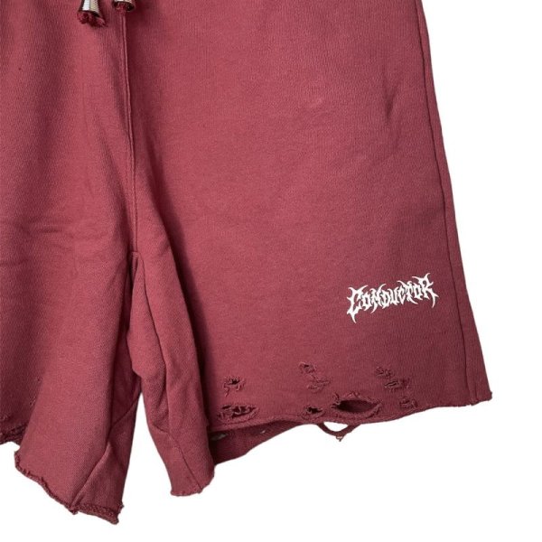 画像2: el conductorH　COTTON DESTROYED SHORTS　MAROON (2)