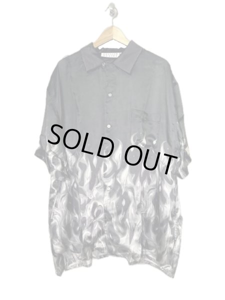 画像1: el conductorH OPEN COLLAR SHORT SLEEVE SHIRT'FLAME BK (1)