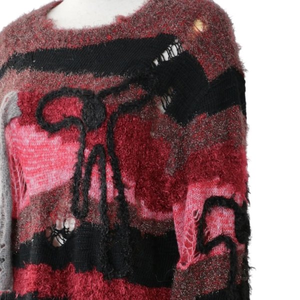 画像5: rurumu: 24AW　ribbon embroidery damaged mohair sweater　red (5)