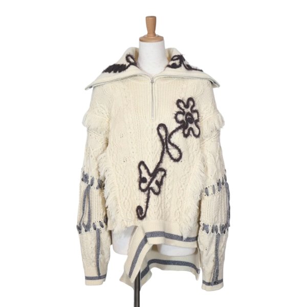 画像1: rurumu: 24AW　sailor collar half zip-up sweater　ivory (1)