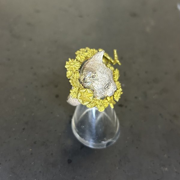 画像2: HOASHI YUSUKE　かくれんぼネコ　(猫　白シルバー)/リング (2)