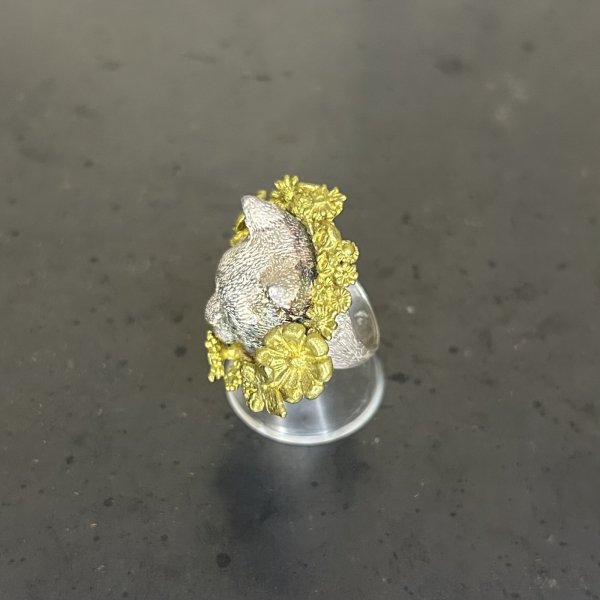 画像3: HOASHI YUSUKE　かくれんぼネコ　(猫　白シルバー)/リング (3)