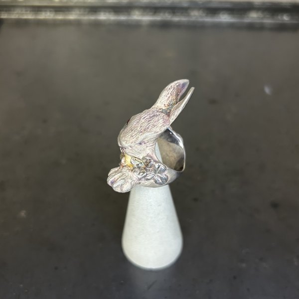 画像2: DECOvienya 大きなウサギとクローバーリング ホワイト (2)