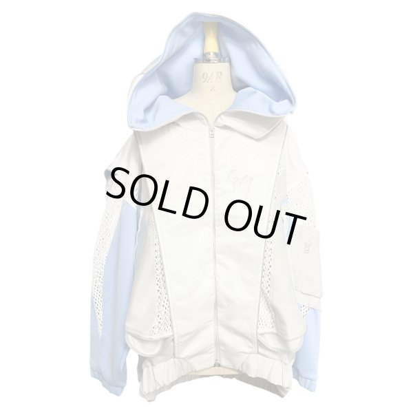 画像1: BALMUNG　ジャージ重ねハイネックビッグパーカー (AIR-B)　White (1)