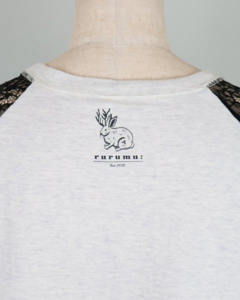 画像4: rurumu: 25SS lace raglan sleeve printed Tee ivory (4)