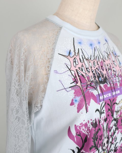 画像3: rurumu: 25SS lace raglan sleeve printed Tee light blue (3)