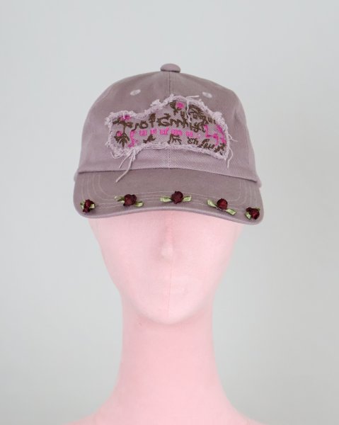画像1: rurumu: 25SS plants embroidery logo cap grayish lavender (1)