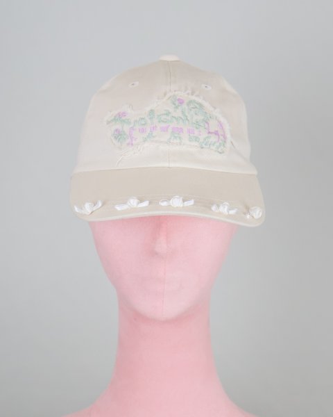 画像1: rurumu: 25SS plants embroidery logo cap  ivory (1)