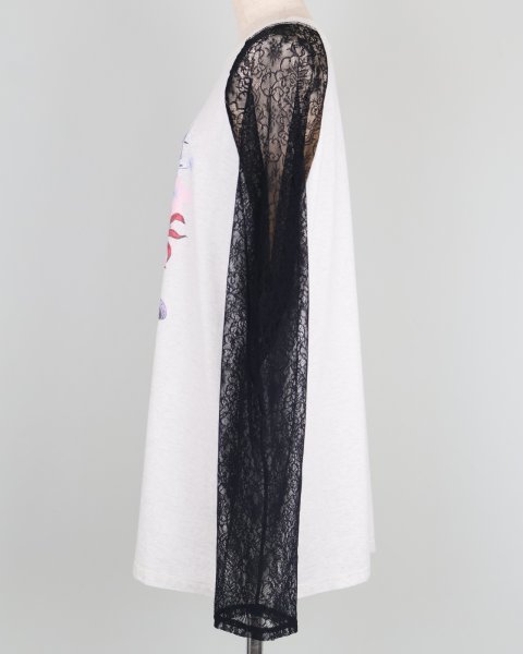 画像3: rurumu: 25SS lace raglan sleeve printed Tee ivory (3)