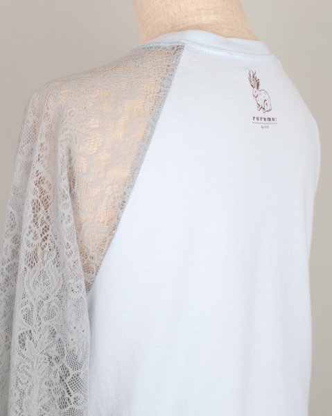 画像5: rurumu: 25SS lace raglan sleeve printed Tee light blue (5)