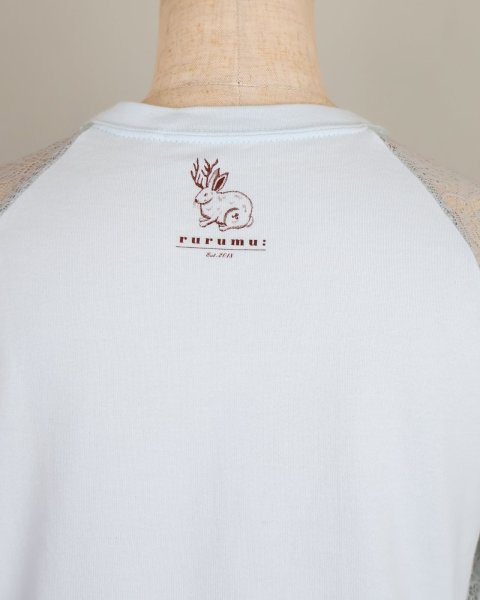 画像4: rurumu: 25SS lace raglan sleeve printed Tee light blue (4)