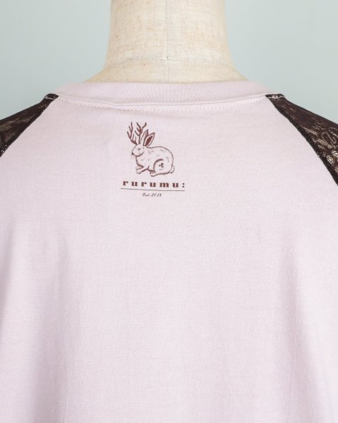 画像6: rurumu: 25SS lace raglan sleeve printed Tee smoky pink (6)
