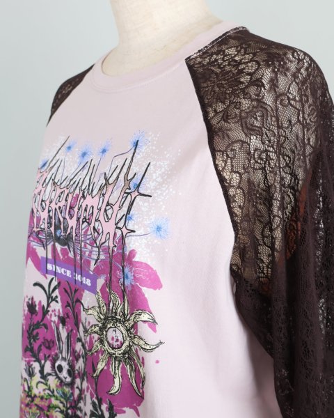 画像7: rurumu: 25SS lace raglan sleeve printed Tee smoky pink (7)