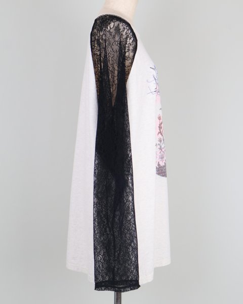 画像2: rurumu: 25SS lace raglan sleeve printed Tee ivory (2)
