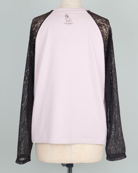 画像2: rurumu: 25SS lace raglan sleeve printed Tee smoky pink (2)