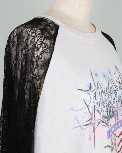 画像6: rurumu: 25SS lace raglan sleeve printed Tee ivory (6)