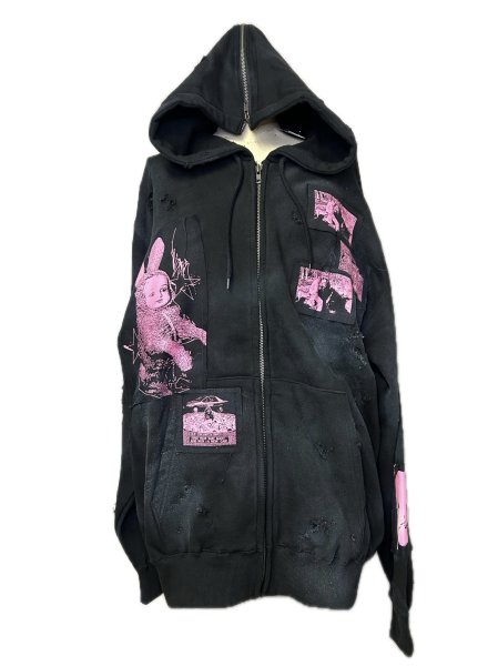 画像1: emary　Damaged Ritual girl zip　BLACK/PINK (1)