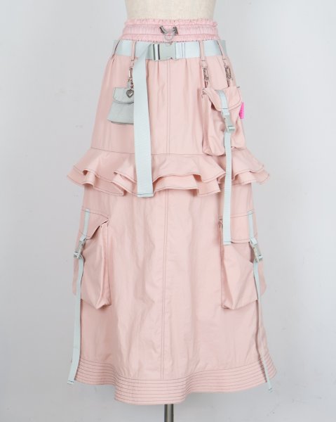 画像1: rurumu: utility detachable skirt pink (1)