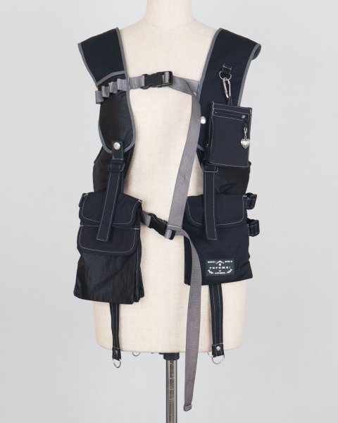 画像1: rurumu: utility pocket vest black (1)