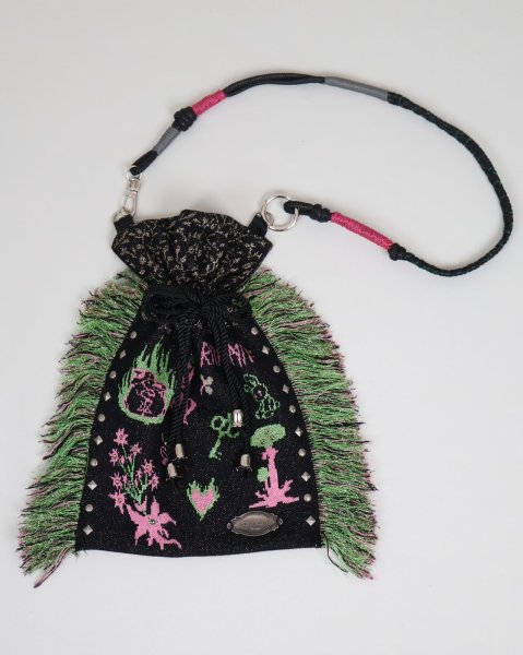 画像1: rurumu: adjustable strap jacquard pochette black (1)